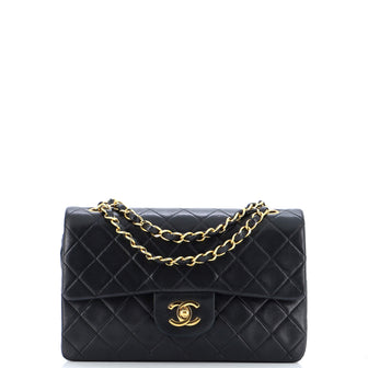 Chanel Vintage Classic Double Flap Bag Quilted Lambskin Small
