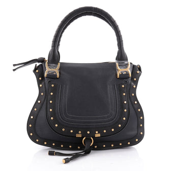 Chloe Marcie Satchel Studded Leather Medium Blue 2363201
