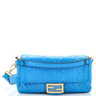 Fendi Baguette NM Bag Zucca Embossed Leather Medium