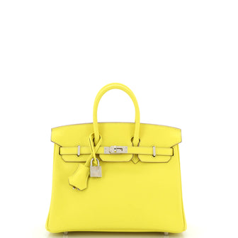 Hermes Birkin Handbag Yellow Swift with Palladium Hardware 25