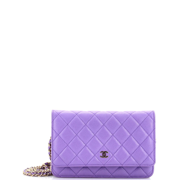CHANEL Caviar Quilted Wallet On Chain WOC Purple 636652
