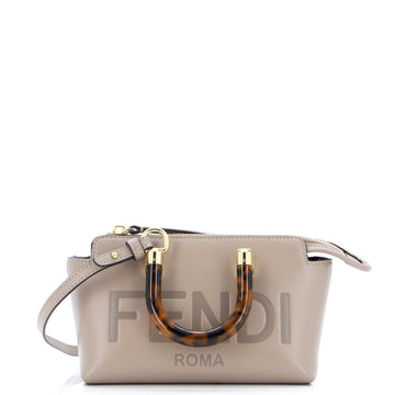 Fendi Logo By The Way Top Handle Bag Embossed Leather Mini