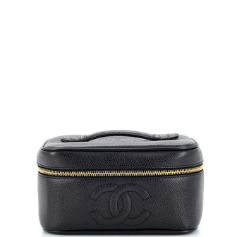 Chanel Vintage Timeless Cosmetic Case Caviar Small