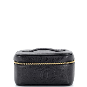 Chanel Vintage Timeless Cosmetic Case Caviar Small