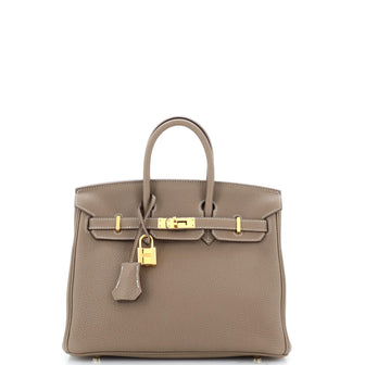 Hermes Birkin Handbag Grey Togo with Gold Hardware 25