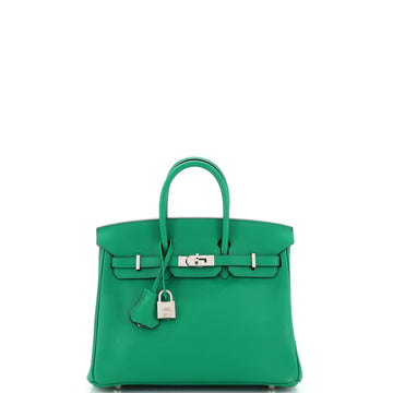 Hermes Birkin Handbag Green Swift with Palladium Hardware 25
