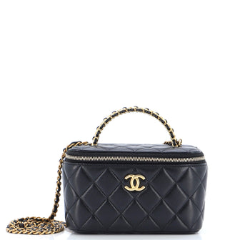 Chanel Pick Me Up Top Handle Vanity Case with Chain Quilted Lambskin Small  Black 236331174