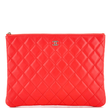 Chanel O Case Clutch Quilted Lambskin Medium