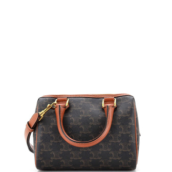 Celine Boston Bag Triomphe Coated Canvas Small