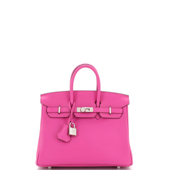 Hermes Birkin Handbag Pink Swift with Palladium Hardware 25
