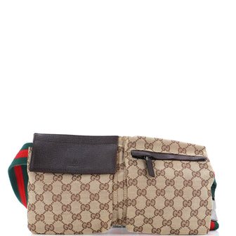 Gucci Vintage Double Belt Bag GG Canvas