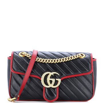 Gucci GG Marmont Flap Bag Diagonal Quilted Leather Small
