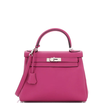 Hermes Kelly Handbag Pink Togo with Palladium Hardware 28