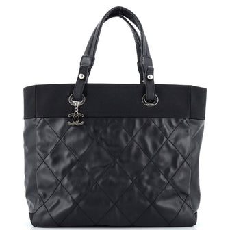 Chanel Biarritz Tote Quilted Coated Canvas Large