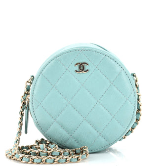 Chanel Round Clutch with Chain Quilted Caviar Mini Green