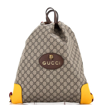 Gucci Neo Vintage Drawstring Backpack GG Coated Canvas Large