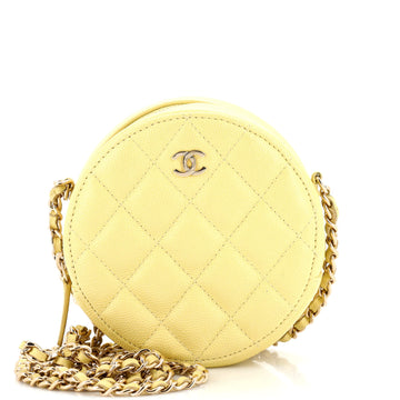 Chanel Round Clutch with Chain Quilted Caviar Mini