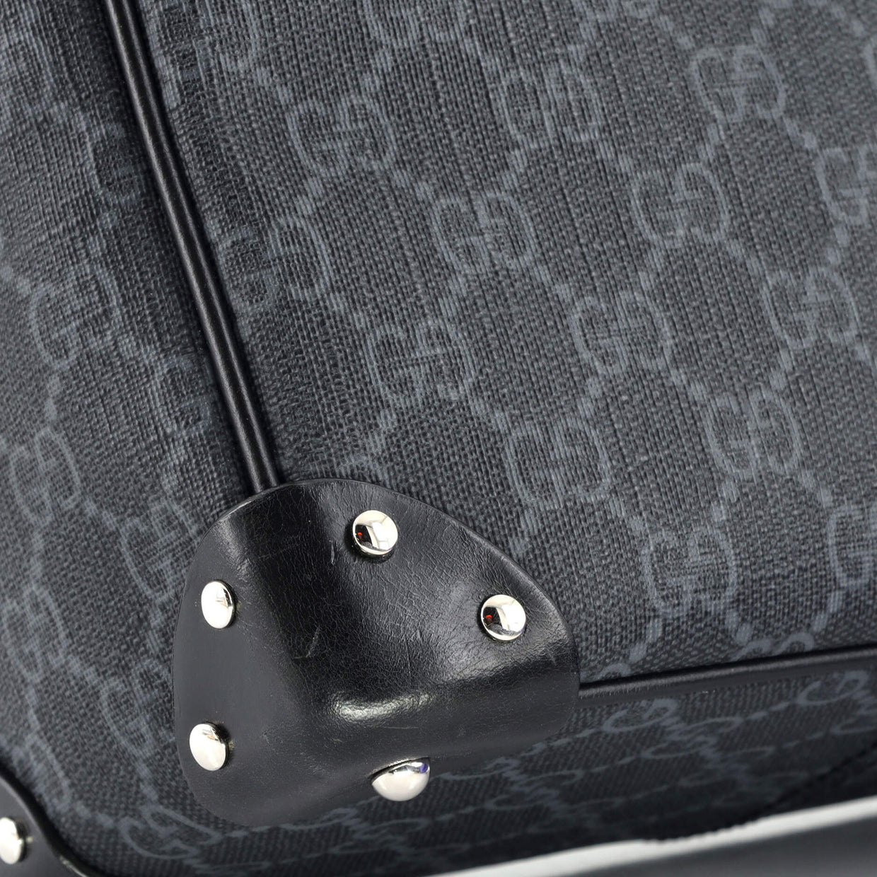 Gucci Trunk Shoulder Bag GG Coated Canvas with Studded Leather Black