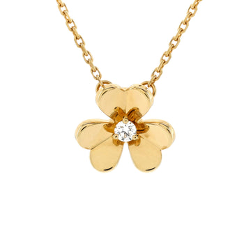 Van Cleef & Arpels Frivole Pendant Necklace 18K Yellow Gold and Diamond Mini