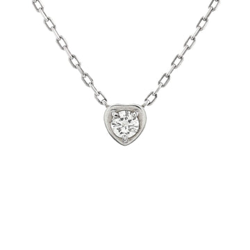 Cartier D'Amour Heart Pendant Necklace 18K White Gold with Diamond