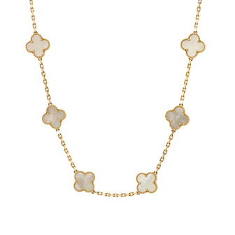 Van Cleef & Arpels Vintage Alhambra 10 Motifs Necklace 18K Yellow Gold and Mother of Pearl