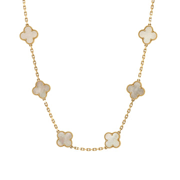 Van Cleef & Arpels Vintage Alhambra 10 Motifs Necklace 18K Yellow Gold and Mother of Pearl