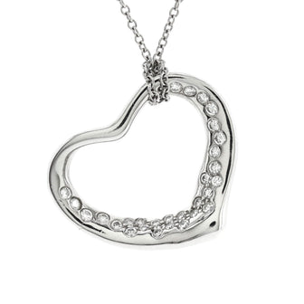 Tiffany & Co. Elsa Peretti Open Heart Pendant Necklace Platinum with Diamonds 22mm