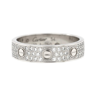 Cartier Love Wedding Band Pave Diamonds Ring 18K White Gold and Diamonds