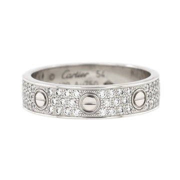 Cartier Love Wedding Band Pave Diamonds Ring 18K White Gold and Diamonds