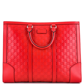 Gucci Signature Convertible Top Handle Tote Guccissima Leather Large