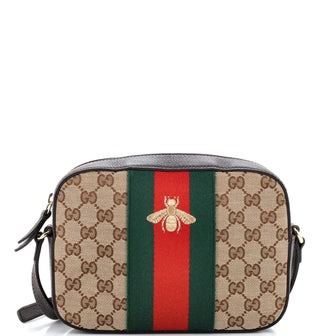 Gucci Bee Web Camera Bag GG Canvas