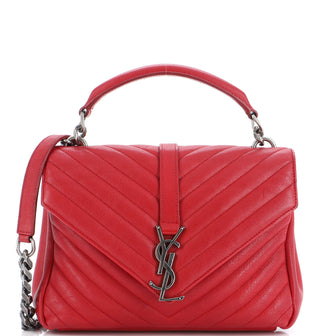 Saint Laurent Classic Monogram College Bag Matelasse Chevron Leather Medium