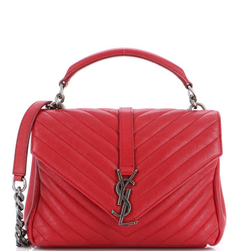 Saint Laurent Classic Monogram College Bag Matelasse Chevron Leather Medium