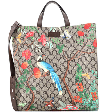 Gucci Convertible Soft Open Tote Tian Print GG Coated Canvas Tall