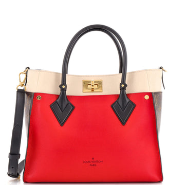 Louis Vuitton On My Side Tote Leather with Monogram Canvas MM