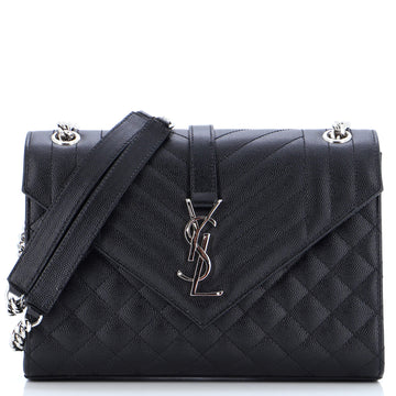 Saint Laurent Classic Monogram Envelope Satchel Mixed Matelasse Leather Medium