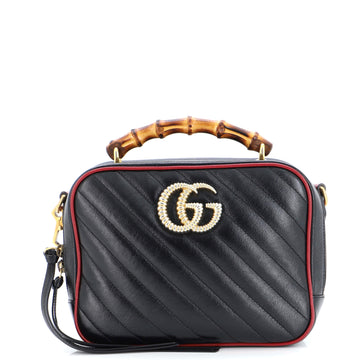 Gucci Marmont Torchon Bamboo Camera Bag Diagonal Quilted Leather Small