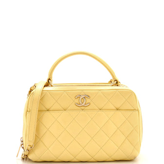 Chanel Calfskin Quilted Large Feather Weight Bowling Bag Black Ivory