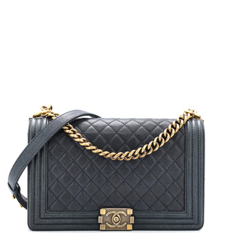 Chanel Boy Flap Bag Quilted Caviar New Medium