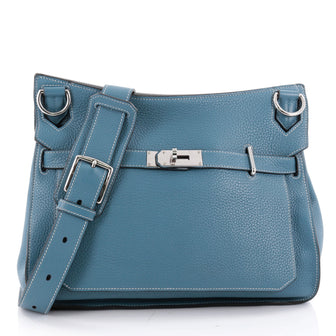 Hermes Jypsiere Handbag Clemence 34 Blue 2364608