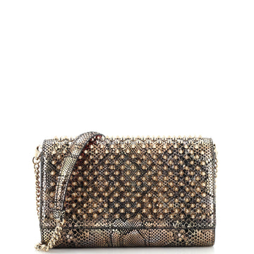Christian Louboutin Paloma Clutch Spiked Python Embossed Leather