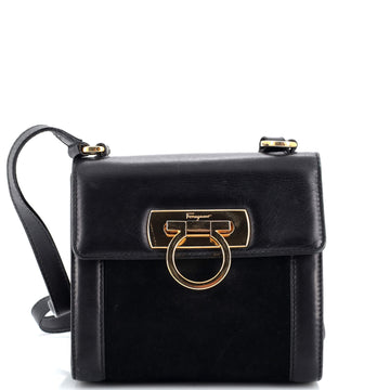 Salvatore Ferragamo Vintage Gancini Flap Crossbody Bag Leather and Suede Mini