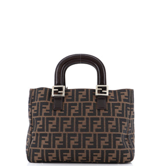 Fendi Vintage FF Handle Tote Zucca Canvas Small