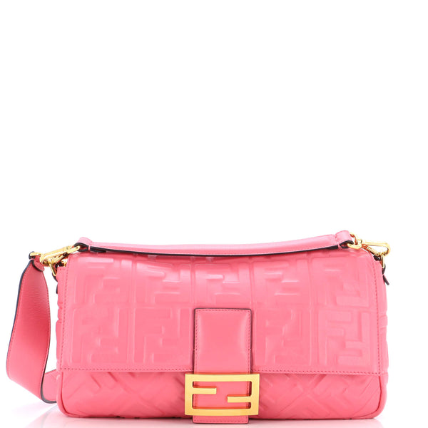 Fendi Baguette NM Bag Zucca Embroidered Canvas Medium Pink 2308361