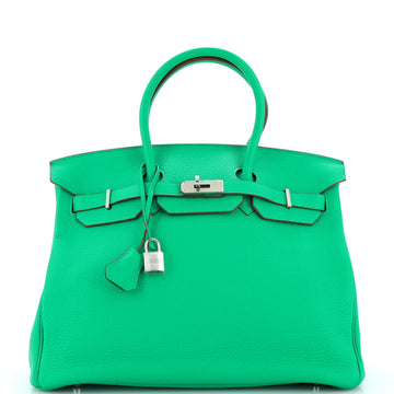 Hermes Birkin Handbag Green Togo with Palladium Hardware 35