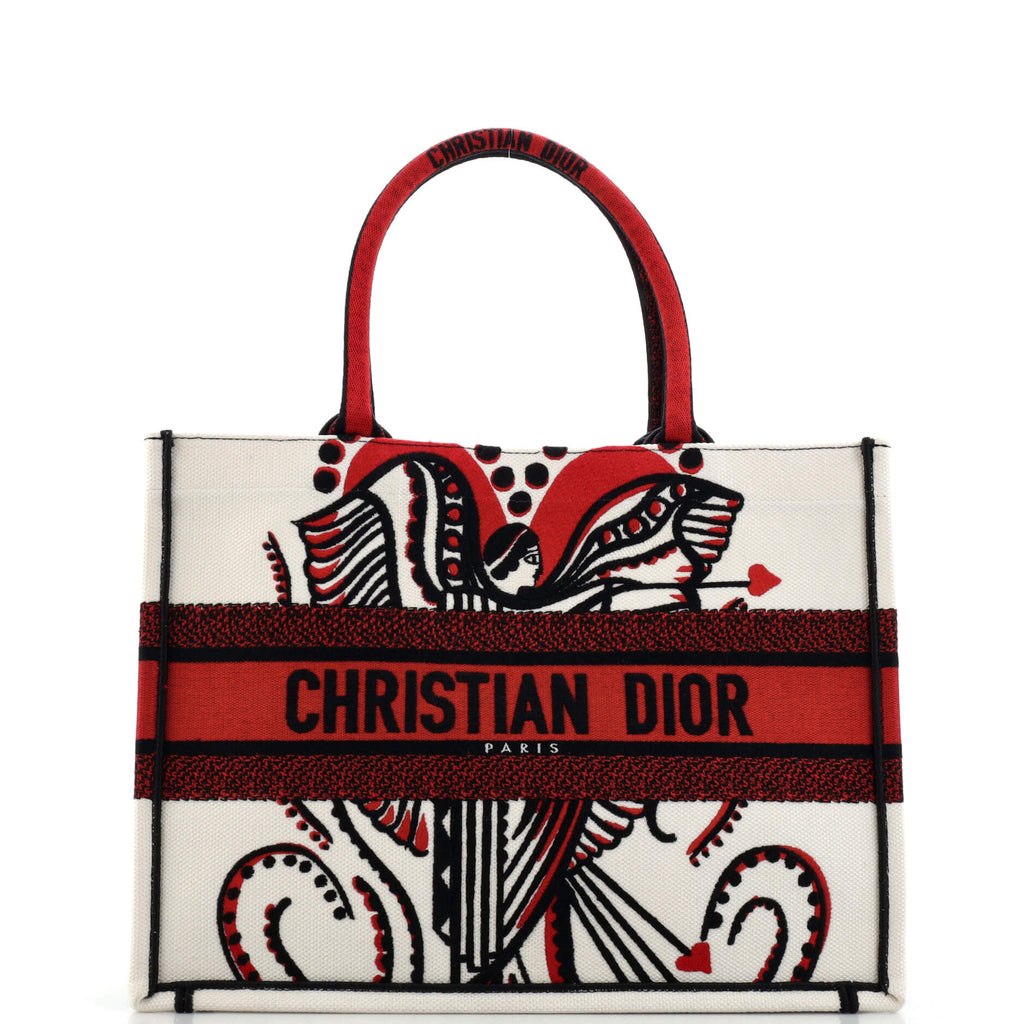 Christian Dior Book Tote Embroidered Canvas Medium Black 23656664