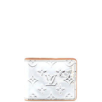 Louis Vuitton Slender Wallet Monogram Mirror Coated Canvas Silver 23656667