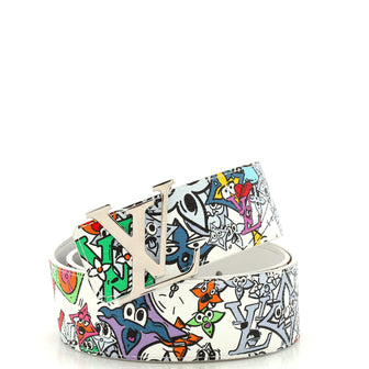 Louis Vuitton LV Initiales Reversible Belt Limited Edition Monogram Comic Canvas and Leather Wide 85 Print