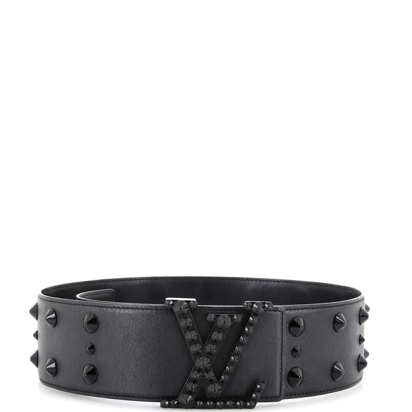 Louis Vuitton, Accessories, Louis Vuitton Black Studded Claus Initiales  Belt
