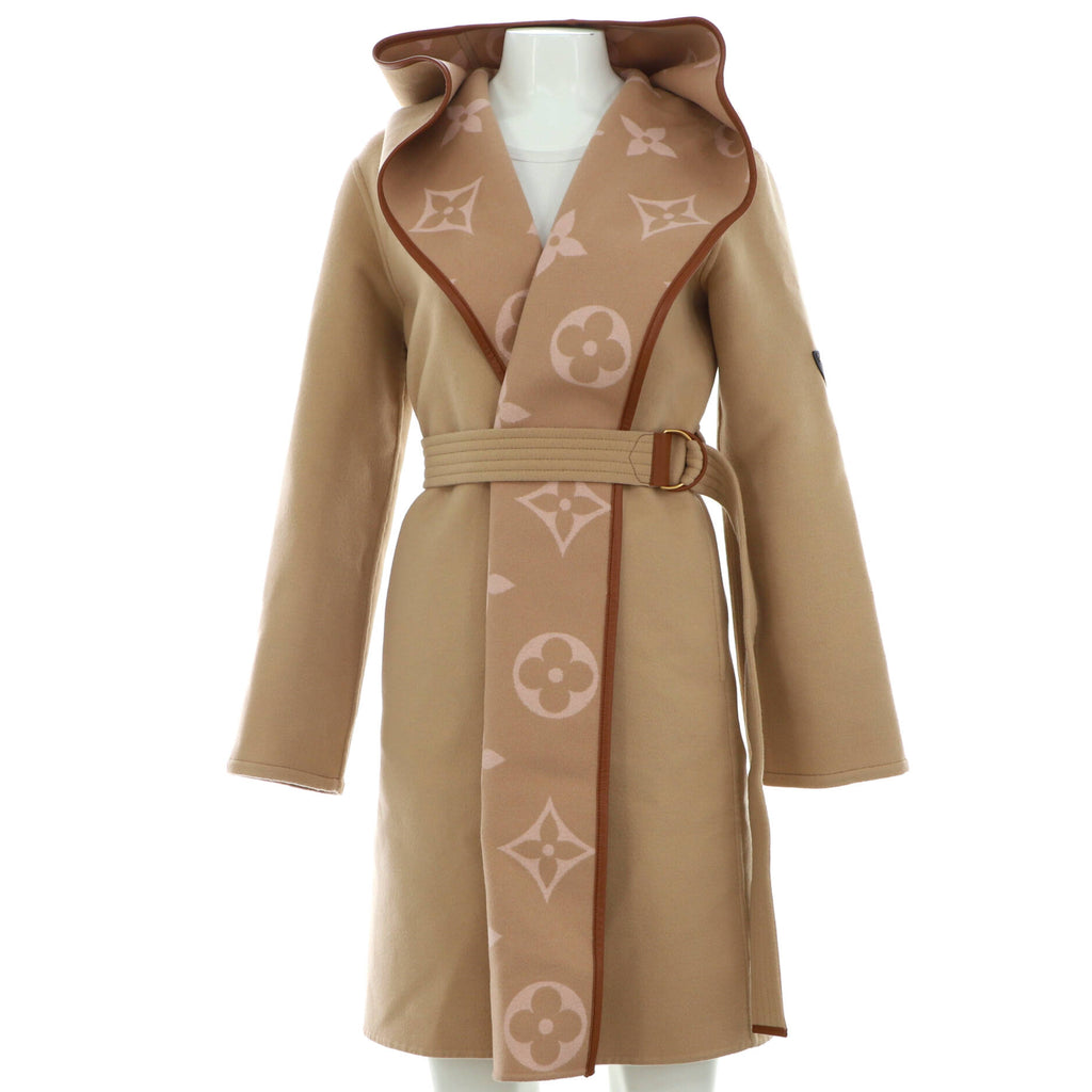 訳あり特価❗Louis Vuitton マッキントッシュパーカーコート ベージュ Louis Vuitton Women's Reversible Hooded Belted Wrap Coat Monogram